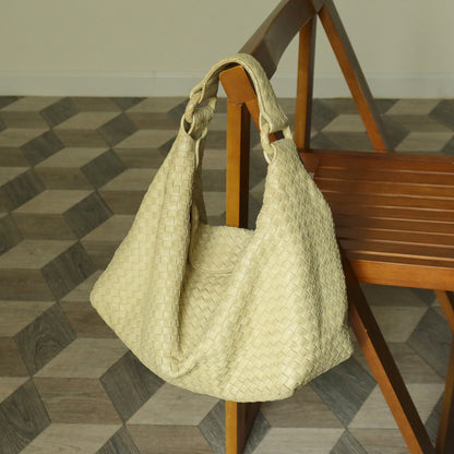 Bottega Veneta Vintage Light Butter Yellow Intrecciato Leather Ring Hobo Shoulder Bag