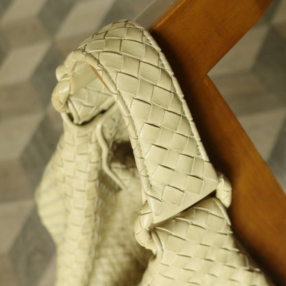 Bottega Veneta Vintage Light Butter Yellow Intrecciato Leather Ring Hobo Shoulder Bag