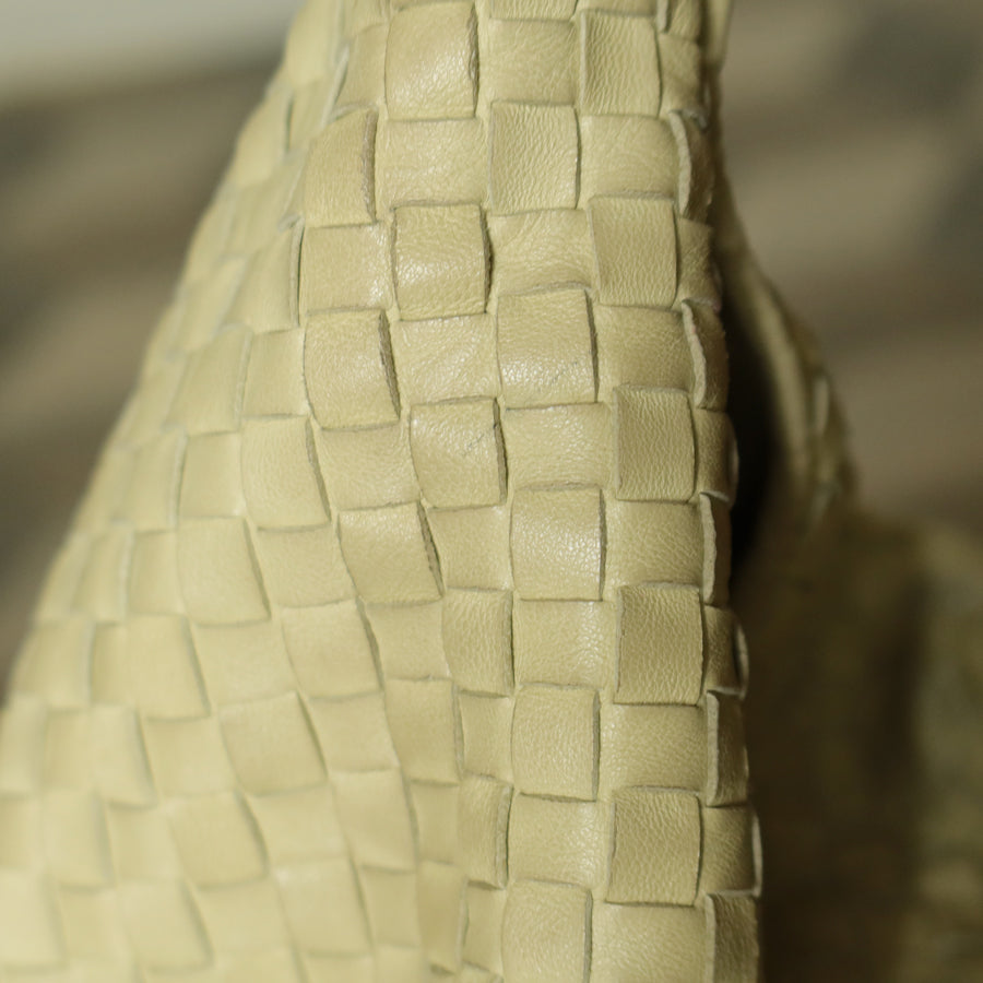Bottega Veneta Vintage Light Butter Yellow Intrecciato Leather Ring Hobo Shoulder Bag
