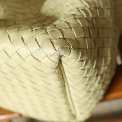 Bottega Veneta Vintage Light Butter Yellow Intrecciato Leather Ring Hobo Shoulder Bag