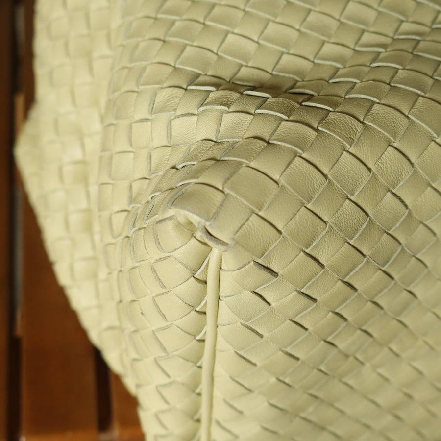 Bottega Veneta Vintage Light Butter Yellow Intrecciato Leather Ring Hobo Shoulder Bag