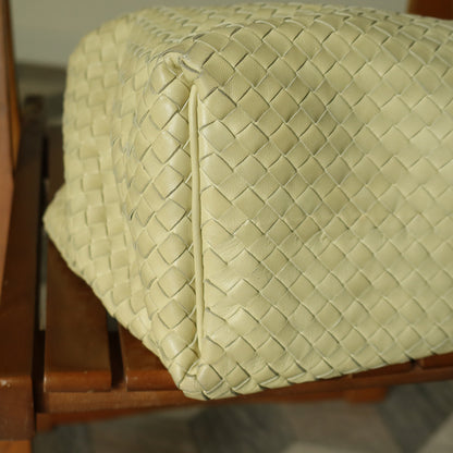 Bottega Veneta Vintage Light Butter Yellow Intrecciato Leather Ring Hobo Shoulder Bag