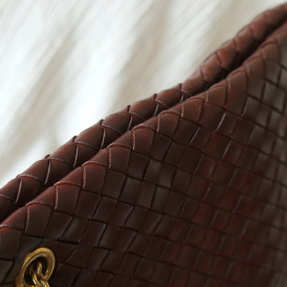 Rare Bottega Veneta Vintage Dark Brown Intrecciato Braided Strap Shoulder Bag