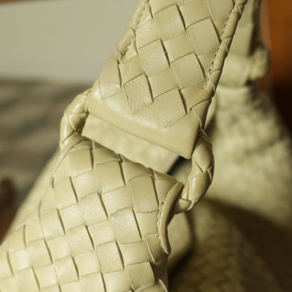Bottega Veneta Vintage Light Butter Yellow Intrecciato Leather Ring Hobo Shoulder Bag
