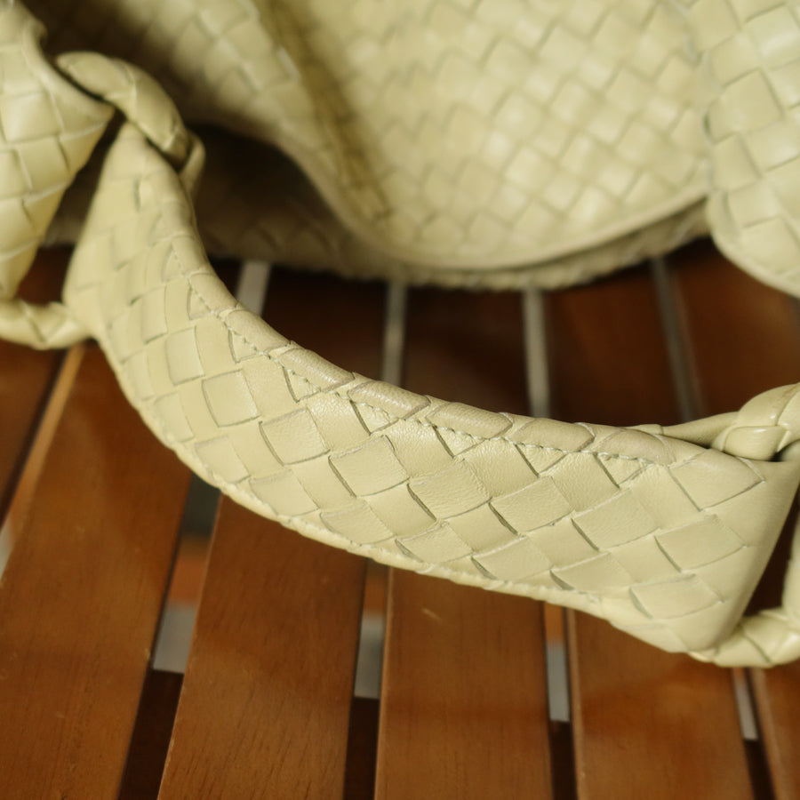 Bottega Veneta Vintage Light Butter Yellow Intrecciato Leather Ring Hobo Shoulder Bag