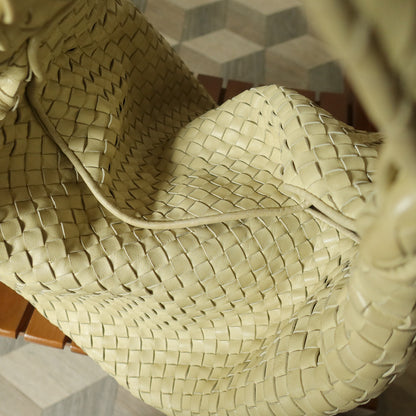 Bottega Veneta Vintage Light Butter Yellow Intrecciato Leather Ring Hobo Shoulder Bag