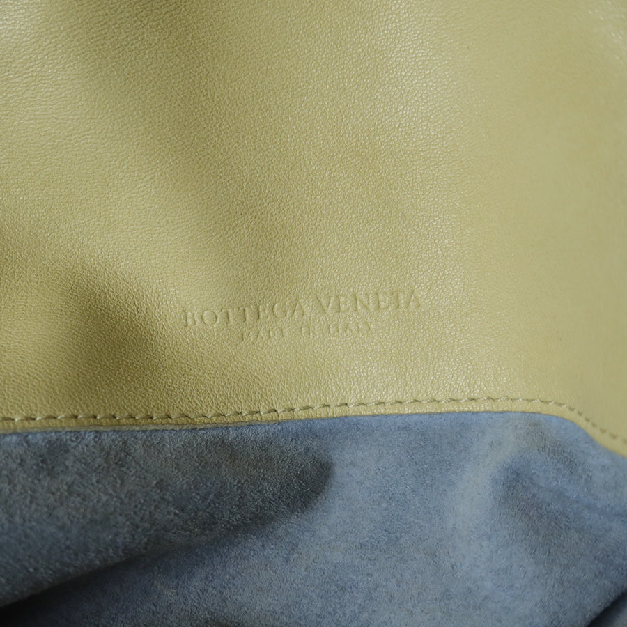 Bottega Veneta Vintage Light Butter Yellow Intrecciato Leather Ring Hobo Shoulder Bag
