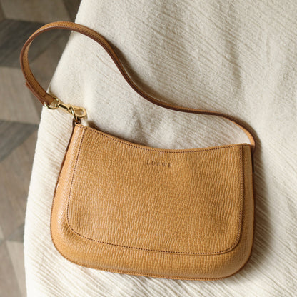 Vintage Loewe Beige Grained Leather Half-moon Purse Bag