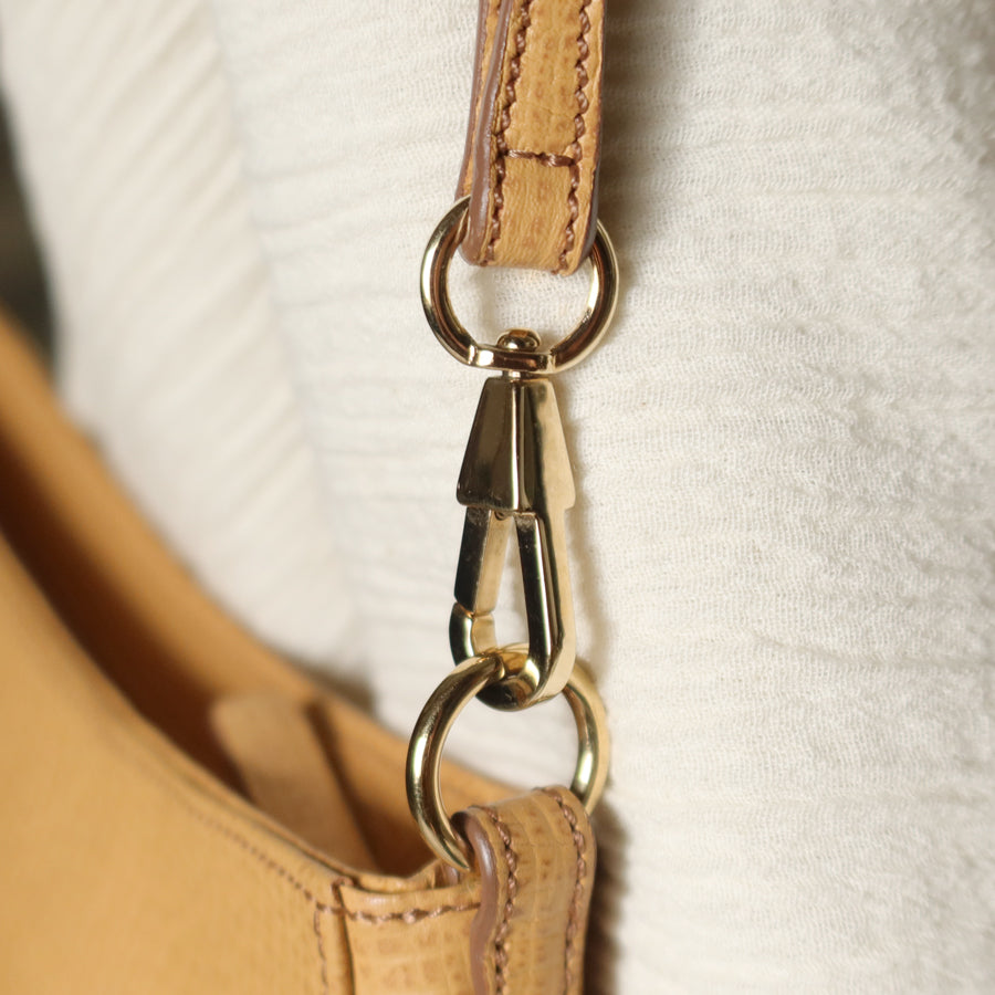 Vintage Loewe Beige Grained Leather Half-moon Purse Bag