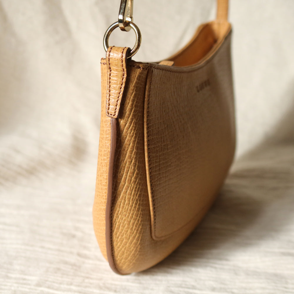 Vintage Loewe Beige Grained Leather Half-moon Purse Bag