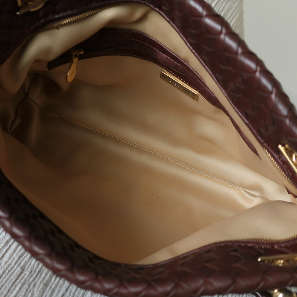 Rare Bottega Veneta Vintage Dark Brown Intrecciato Braided Strap Shoulder Bag