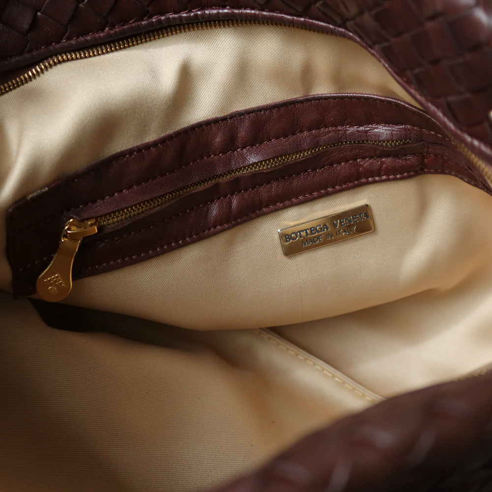 Rare Bottega Veneta Vintage Dark Brown Intrecciato Braided Strap Shoulder Bag