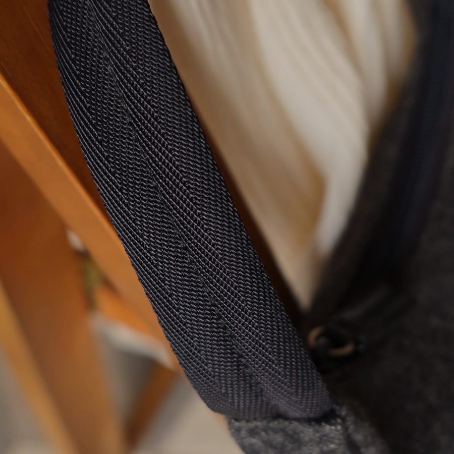 Prada Vintage Charcoal Grey Wool x Nylon Medium Hobo Bag