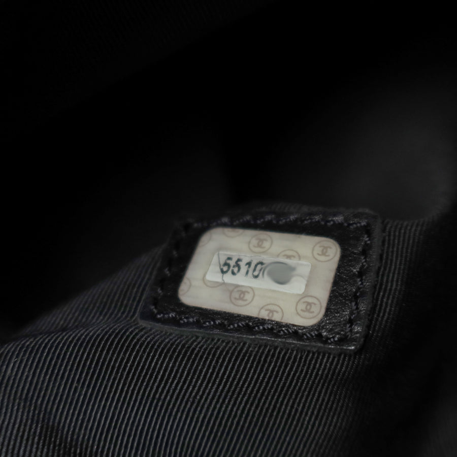 Chanel Vintage Black Caviar Leather Tortoise shell Strap CC mark Shoulder Bag