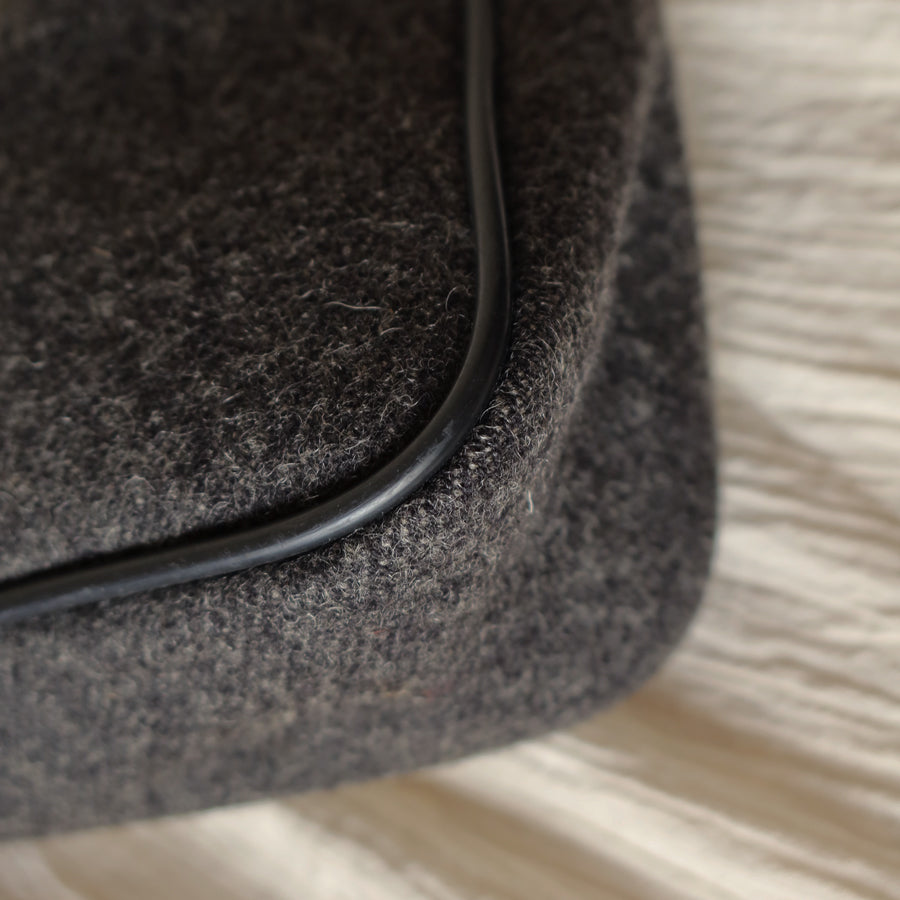 Prada Vintage Charcoal Grey Wool x Nylon Medium Hobo Bag