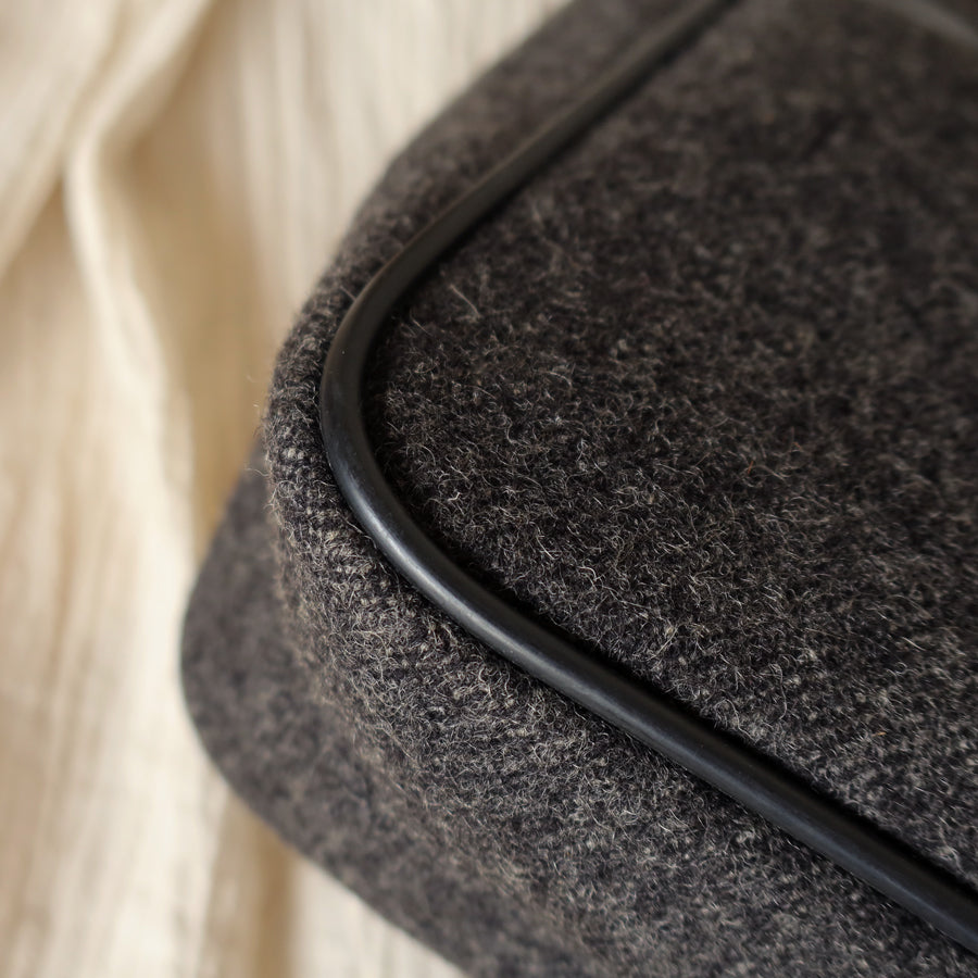 Prada Vintage Charcoal Grey Wool x Nylon Medium Hobo Bag