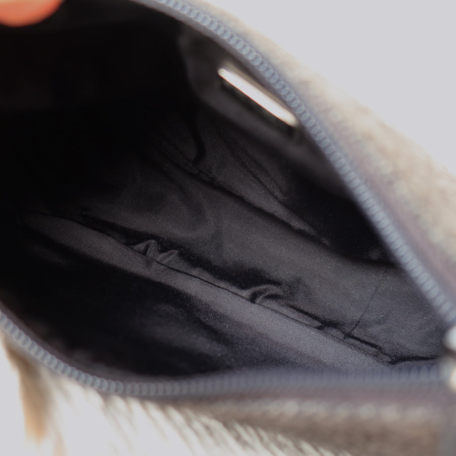 Prada Vintage Charcoal Grey Wool x Nylon Medium Hobo Bag