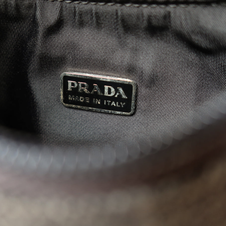 Prada Vintage Charcoal Grey Wool x Nylon Medium Hobo Bag