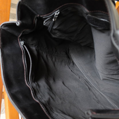 Chanel Vintage Black Leather CC turn lock Executive Shoulder Tote Bag