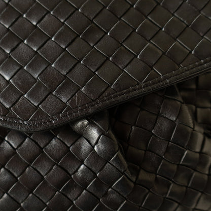 Bottega Veneta Vintage Black Intrecciato Weave Pouch Shoulder Bag