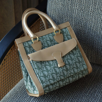 Christian Dior Vintage Oblique Trotter Monogram Beige Olive Diorissimo Handbag