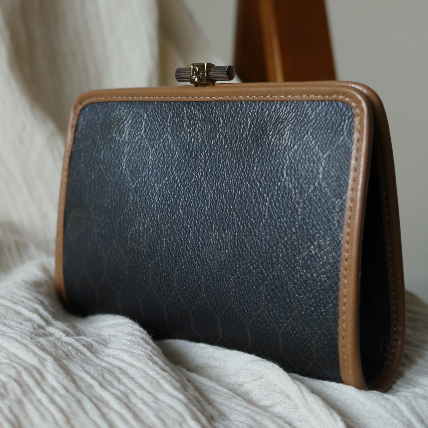 Christian Dior Vintage Oblique Monogram Leather Daily Pouch Bag