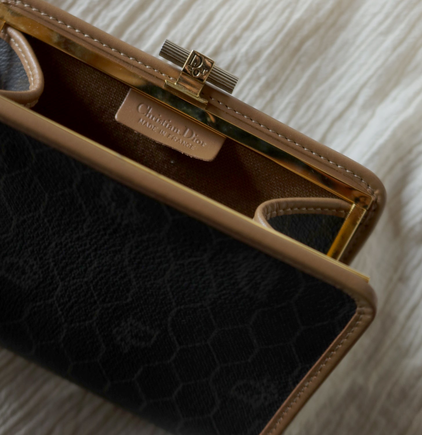 Christian Dior Vintage Oblique Monogram Leather Daily Pouch Bag