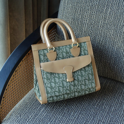Christian Dior Vintage Oblique Trotter Monogram Beige Olive Diorissimo Handbag