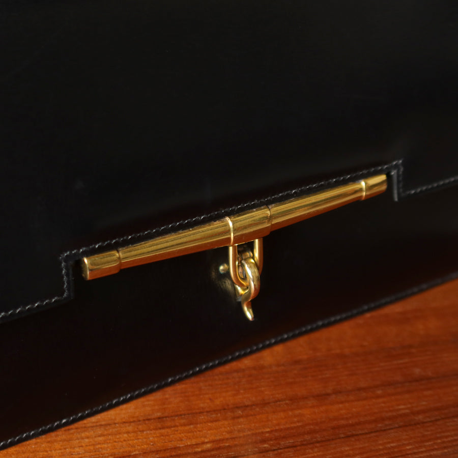 Vintage Hermès Palonnier 1950s Black Box Calf Leather Flap Bag