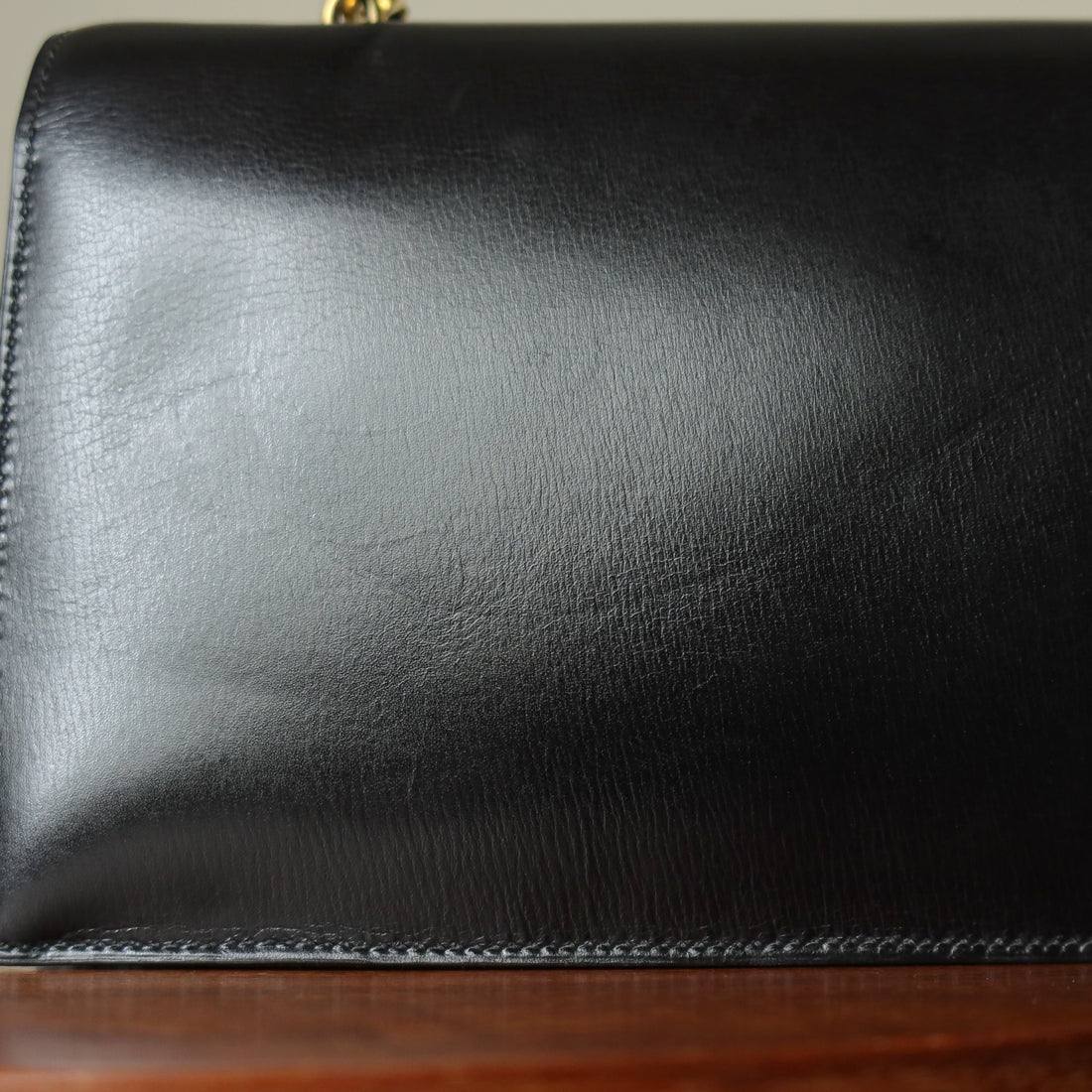 Vintage Hermès Palonnier 1950s Black Box Calf Leather Flap Bag