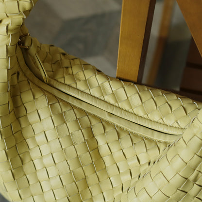 Bottega Veneta Vintage Butter Yellow Intrecciato Weave Ebano Hobo Shoulder Bag M