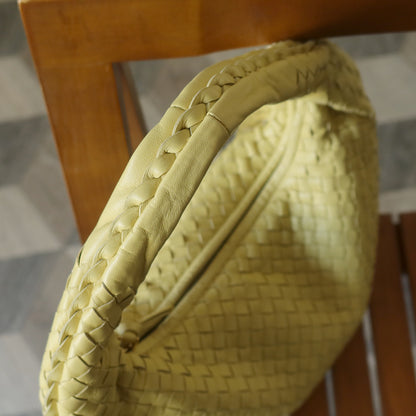 Bottega Veneta Vintage Butter Yellow Intrecciato Weave Ebano Hobo Shoulder Bag M