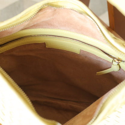 Bottega Veneta Vintage Butter Yellow Intrecciato Weave Ebano Hobo Shoulder Bag M