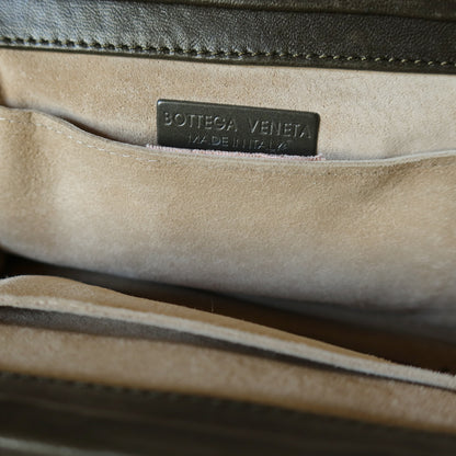 Bottega Veneta Vintage Dark Olive Intrecciato Weave Kiss Lock Mini Shoulder Bag