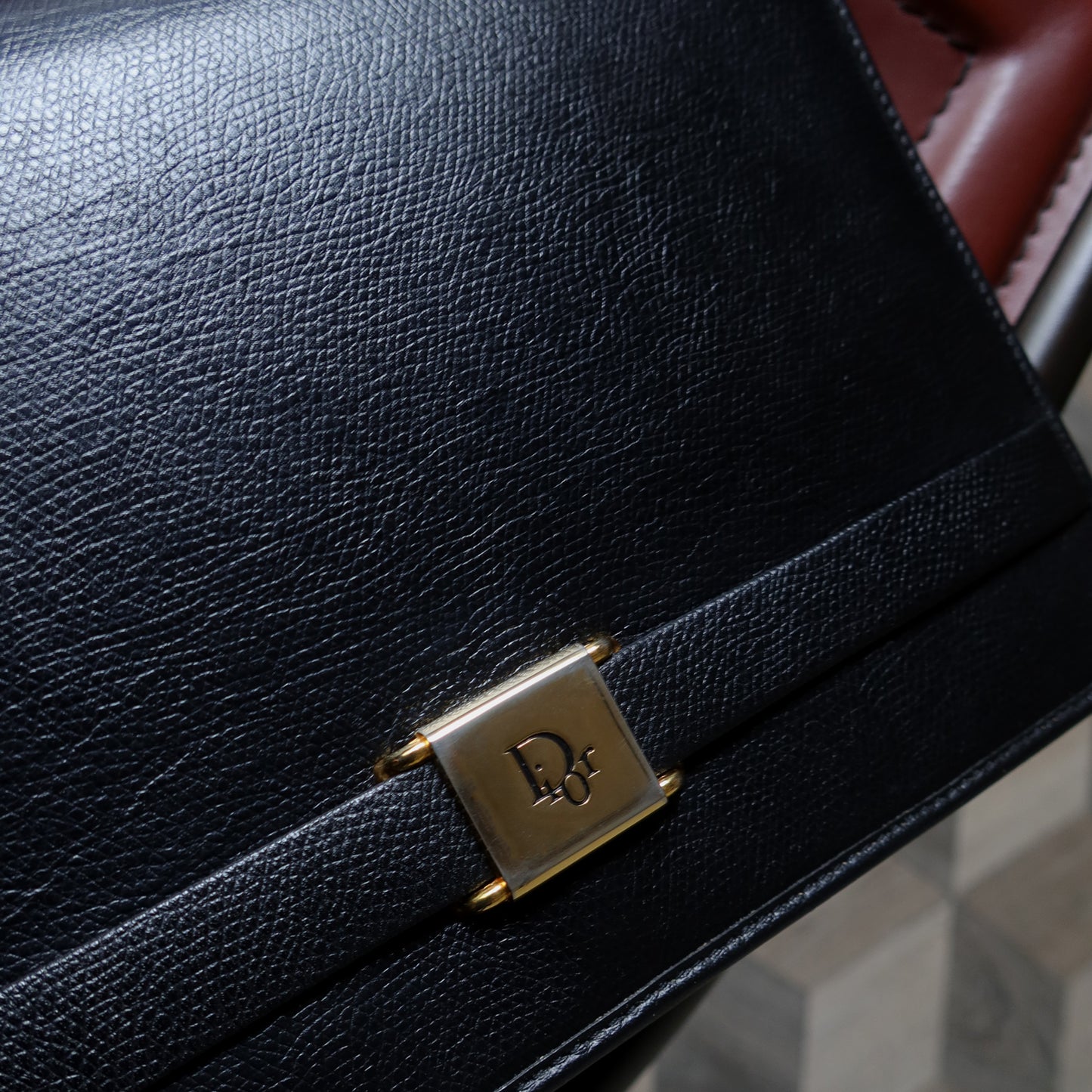 Christian Dior Vintage Black Oblique Honeycomb 2way Bag