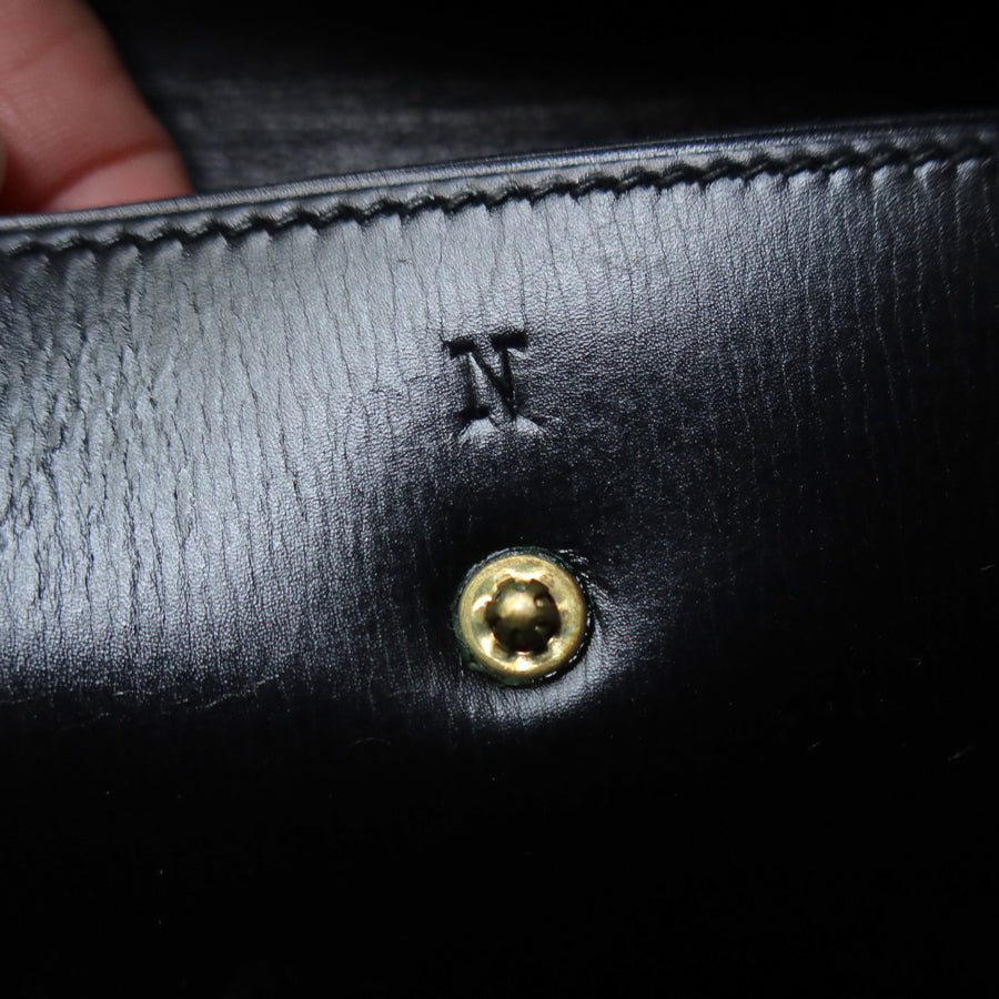 Vintage Hermès Palonnier 1950s Black Box Calf Leather Flap Bag