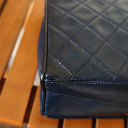 Chanel Vintage Lambskin Matelasse Diamond Quilted CC mark Double Chain Flap Bag