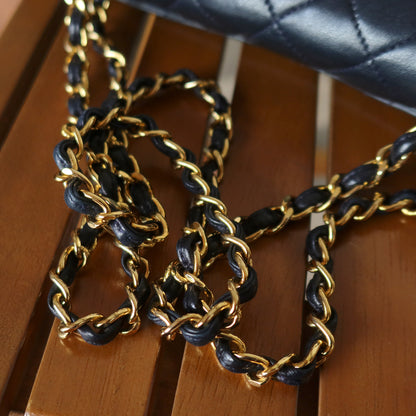 Chanel Vintage Lambskin Matelasse Diamond Quilted CC mark Double Chain Flap Bag
