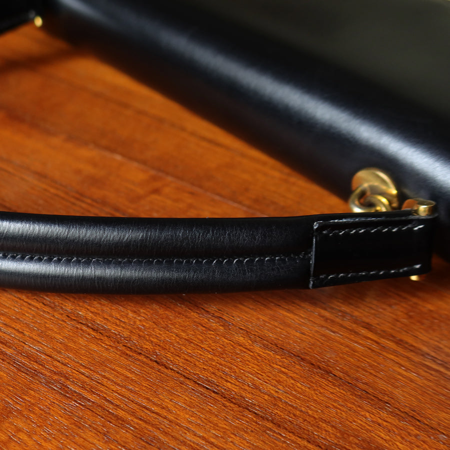Vintage Hermès Palonnier 1950s Black Box Calf Leather Flap Bag