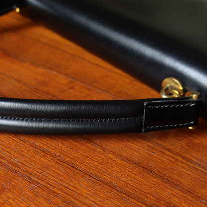 Vintage Hermès Palonnier 1950s Black Box Calf Leather Flap Bag