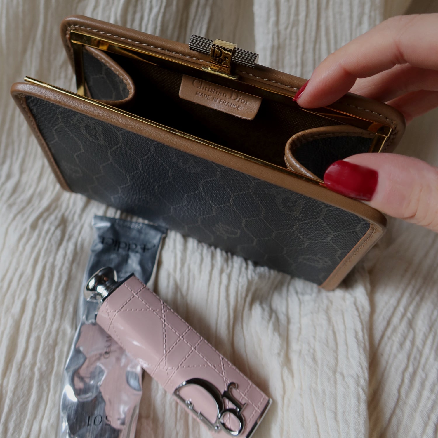 Christian Dior Vintage Oblique Monogram Leather Daily Pouch Bag