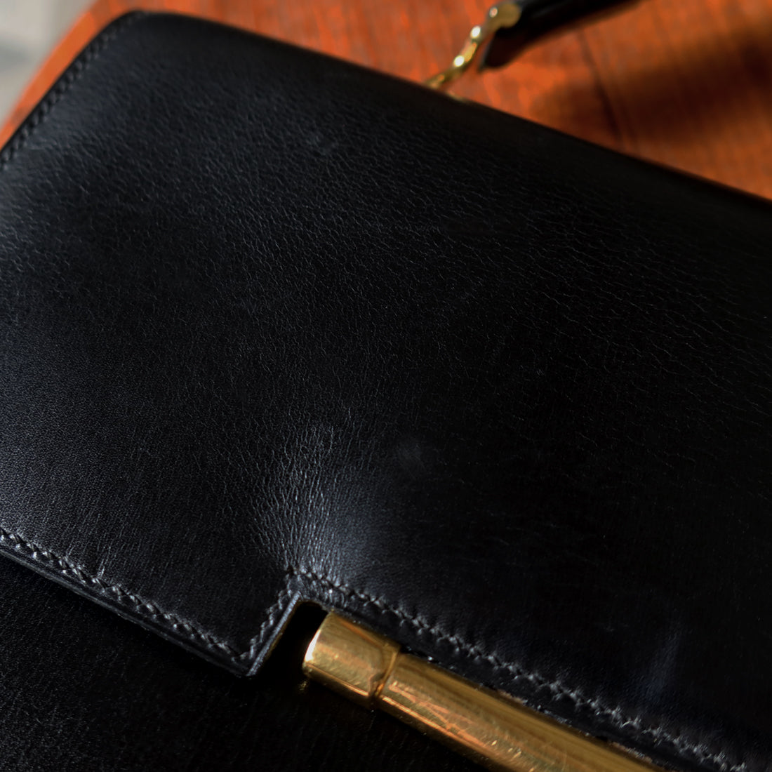 Vintage Hermès Palonnier 1950s Black Box Calf Leather Flap Bag