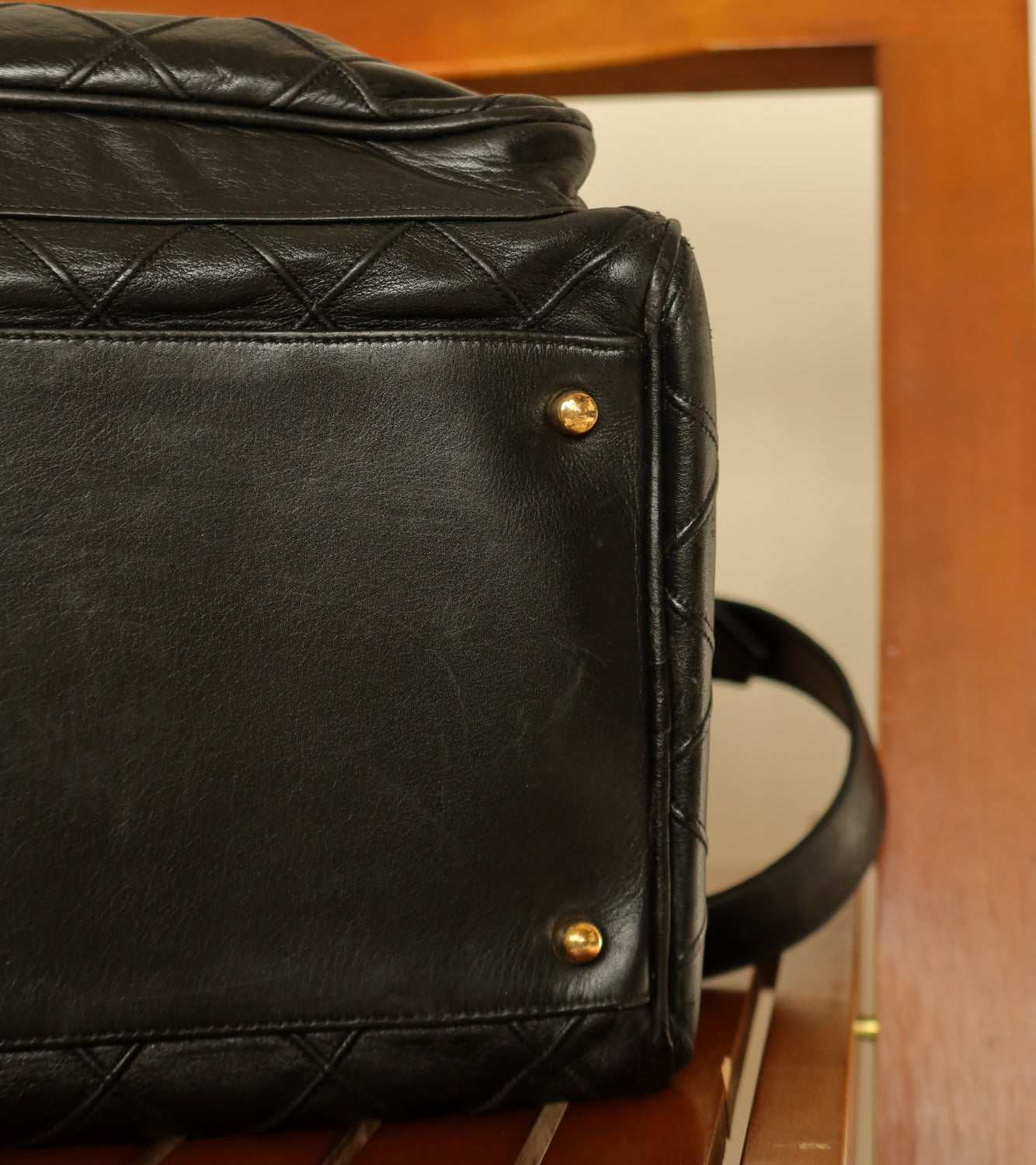 Chanel Rare Vintage Black Matelasse Travel Duffle Weekend Bag