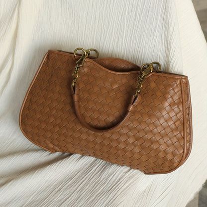 Bottega Veneta Vintage Caramel Brown Intrecciato 2 way Top Handle Shoulder Bag