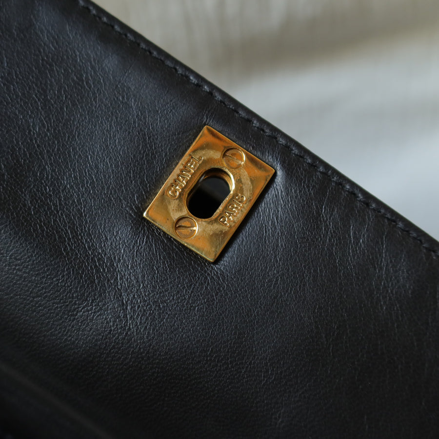 Chanel Vintage Black Lambskin CC Turn lock Pocket CC charm Shoulder Bag