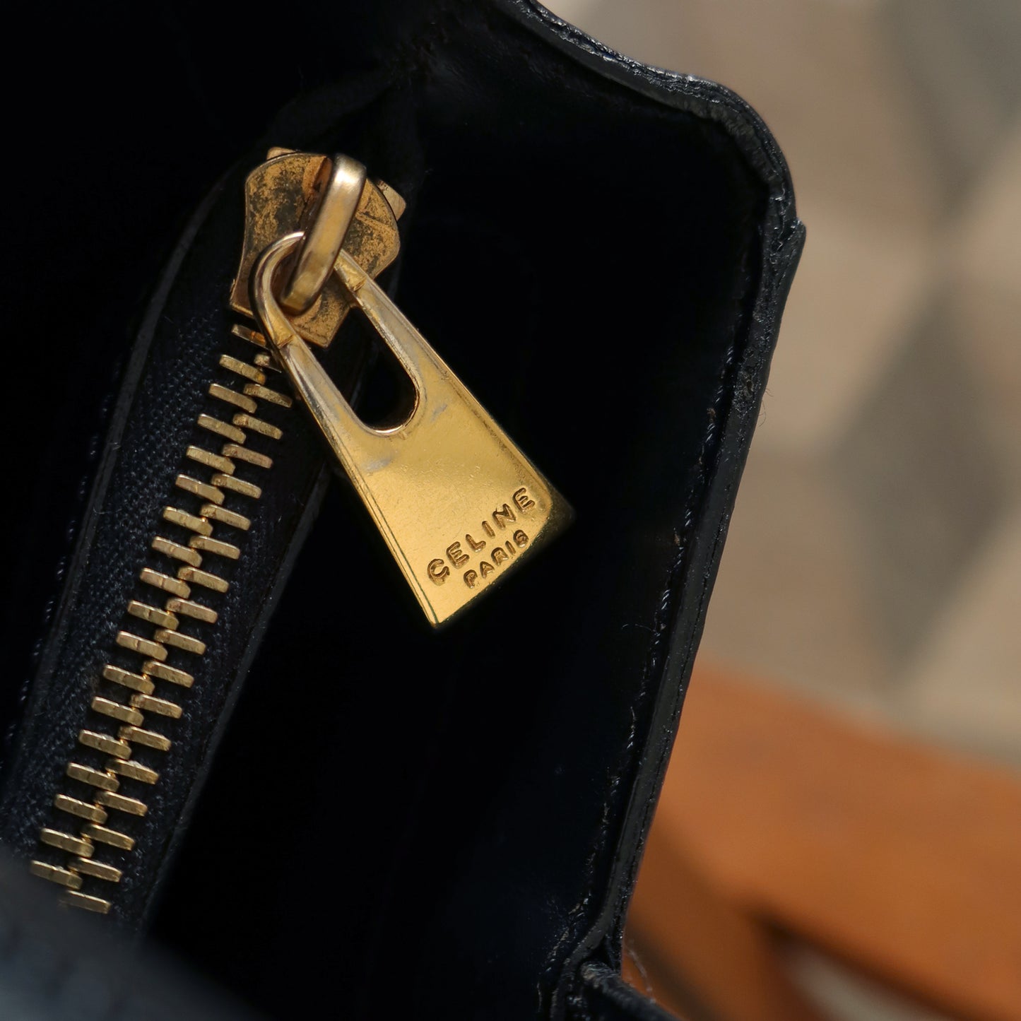 Celine Vintage Black Stripe Macadam Triomphe City Tote Bag