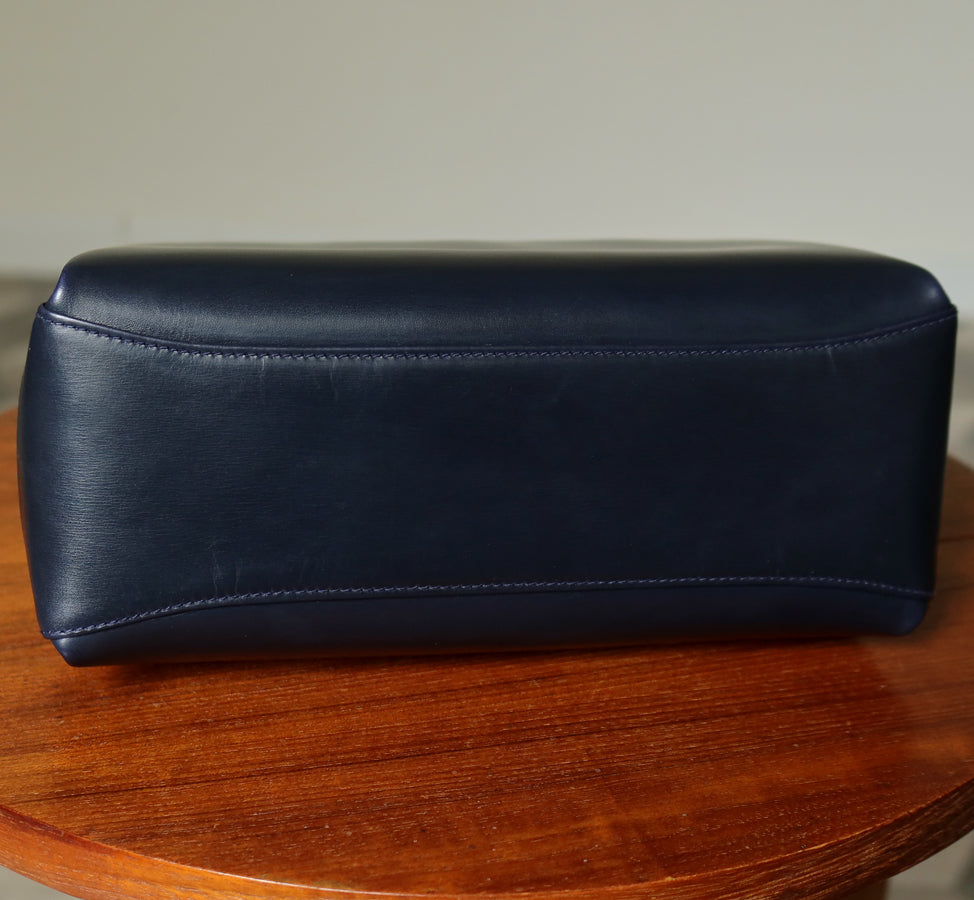 Gucci Vintage Dark Indigo Leather Gold Horsebit Bag