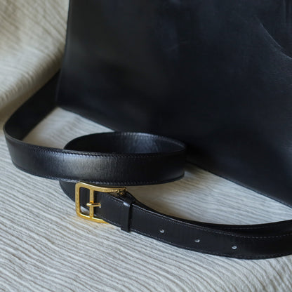 Celine Vintage Classic Black Leather Gold chain lock Top Handle 2 way Bag