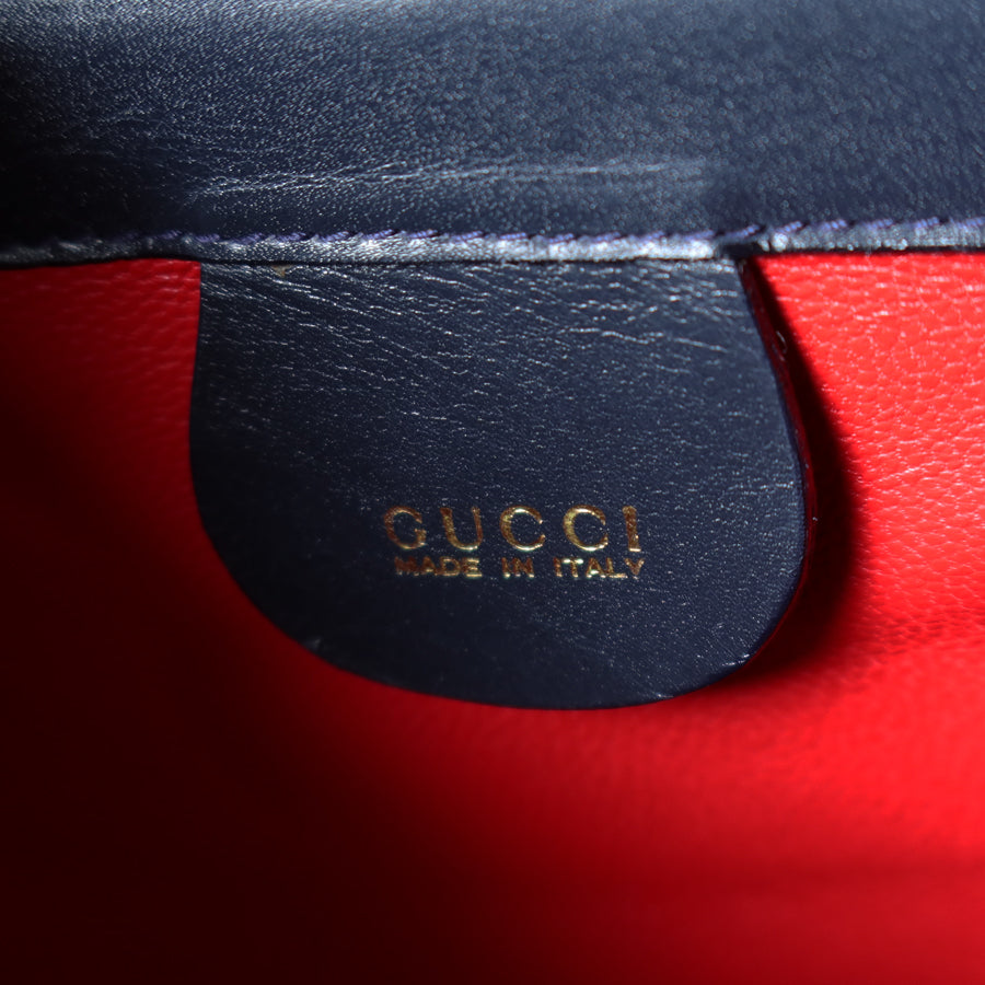 Gucci Vintage Dark Indigo Leather Gold Horsebit Bag