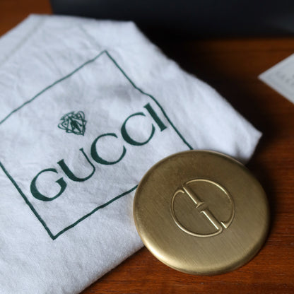Gucci Vintage Dark Indigo Leather Gold Horsebit Bag
